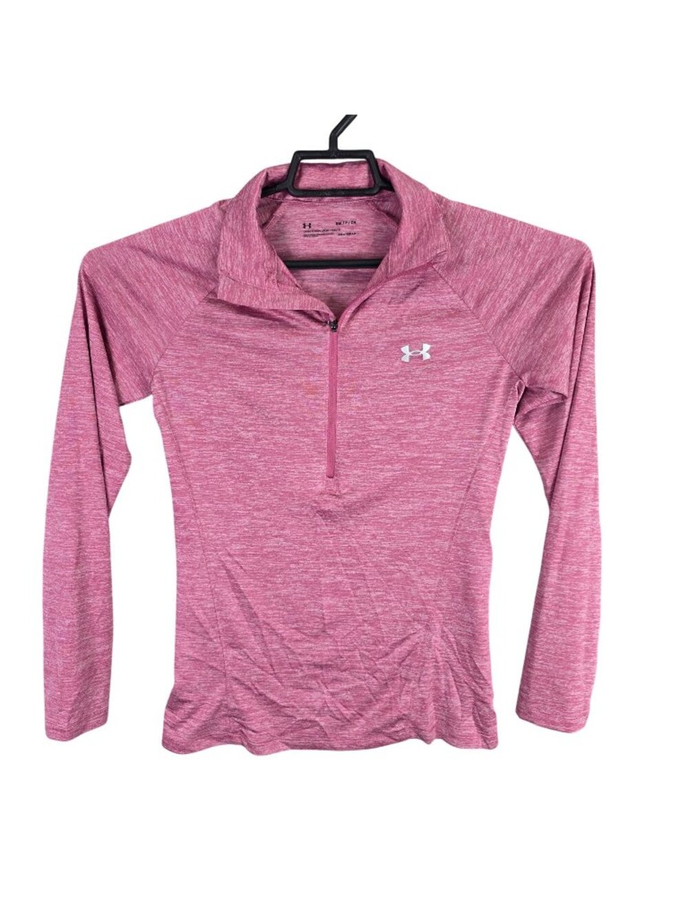 Womens Under Armour Pink Tech 1/2 Zip Pullover Shirt Long Sleeve Polyester S
